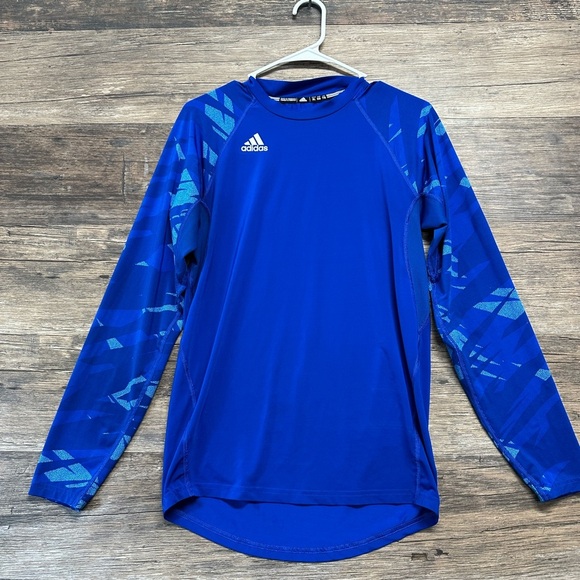 Adidas Blue Long Sleeve Boys Soccer Tee - Picture 1 of 3